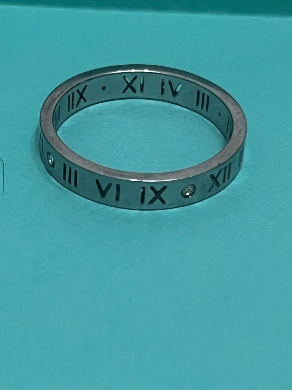 Silver Roman Numeral Stackable Ring with Crystal Accent